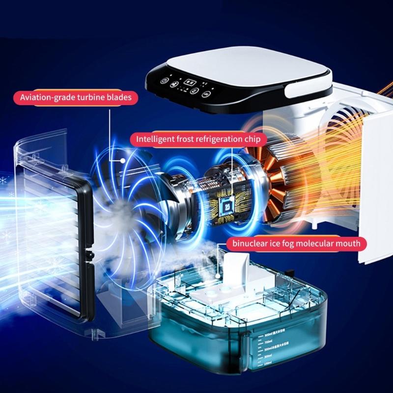 3 Speeds Miniature Air Conditioner USB Powered Ice Box Coolers with Night Light Practical Desktop Cooling System