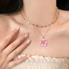 Flower Pendant Layered Necklace Gold Plated Colorful  Chain Choker Y2K Aesthetic Jewelry For Women