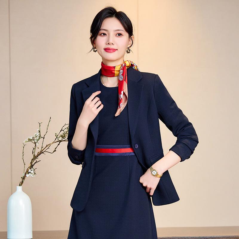 Elegant Mid-Sleeve Autumn/Winter Dress for Women - Sophisticated Socialite & Flight Attendant Uniform