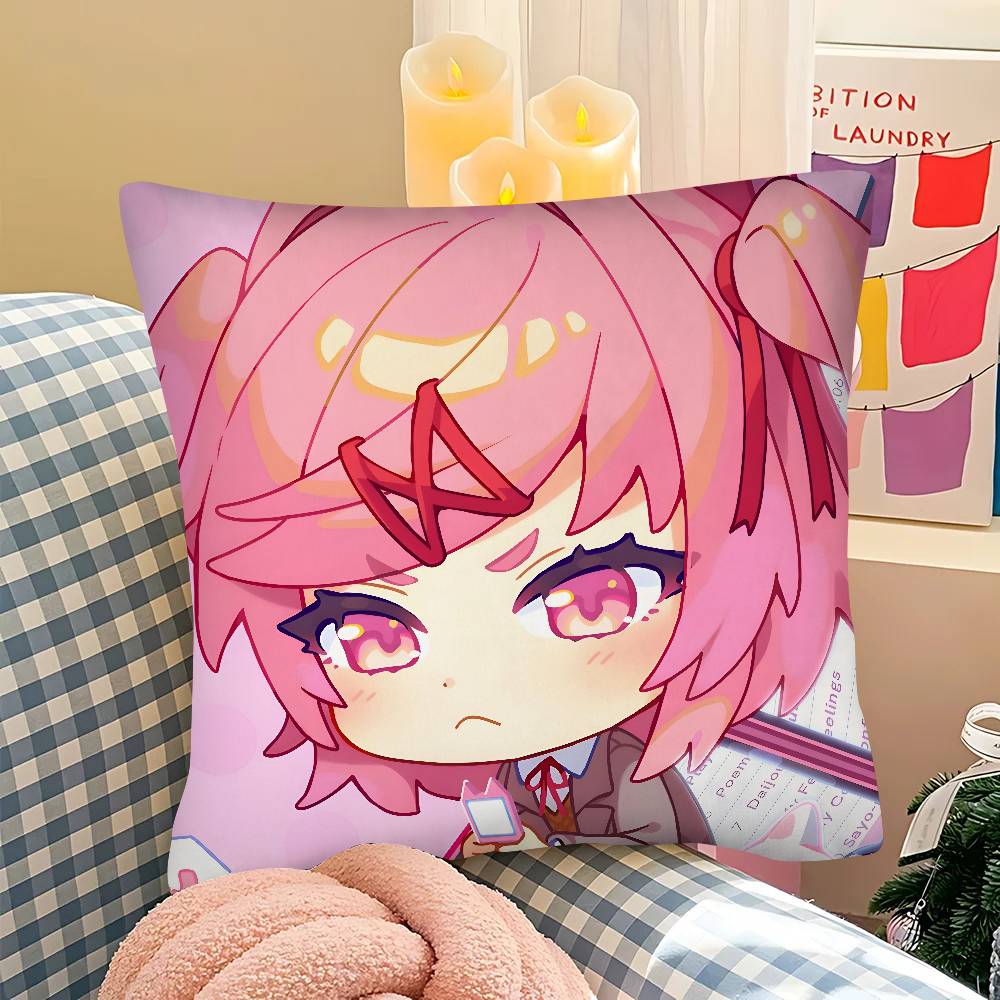 pc Cartoon Character Natsuki Pillow Case Fashion Square Pillowcase Bedroom Sofa Room Ins Decoration Leisure