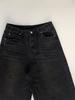 Damen American Style Retro Schwarze Denim Capri-Hosen - Sommer Locker Mittellang Fünf-Punkt Gerade Bein Übergröße Shorts