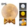 Lampa księżycowa z drewnianą podstawą 16 kolorów RGB, czujnik dotykowy, akumulatorowa, 3D, nocna lampa księżycowa, dekoracja sypialni