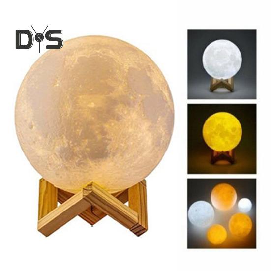 Lampa księżycowa z drewnianą podstawą 16 kolorów RGB, czujnik dotykowy, akumulatorowa, 3D, nocna lampa księżycowa, dekoracja sypialni