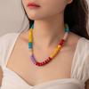 Y2K Vintage Choker Bohemian Style Colorful Beads Clavicle Chain Handmade Statement for Women