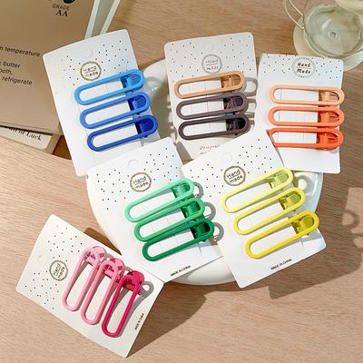 3 Stück/Set Hohle Ellipsenform Matte Legierung Haarnadeln Einfache Unifarbe Haarklammern Frauen Mädchen Haarspangen Mode Haarschmuck