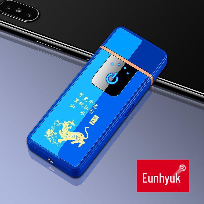 High-Power Rechargeable Black Tech Windproof Flip Lighter for Men