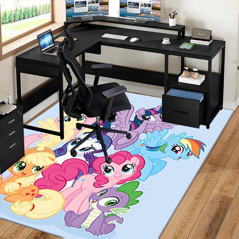 1pc My Little Pony Rainbow Dash Office Chair Mat - Anime Cartoon Design, Non-Slip Carpet for Home Decor, Suitable for All Seasons, Perfect Gift for Fa