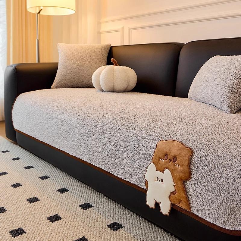 

Чехол для дивана из ткани с рисунком кота, защита от царапин кошек, чехол для подушки дивана с прямым узором, приятный для кожи и теплый, подходит для всех сезонов 90x90cm светло-серый