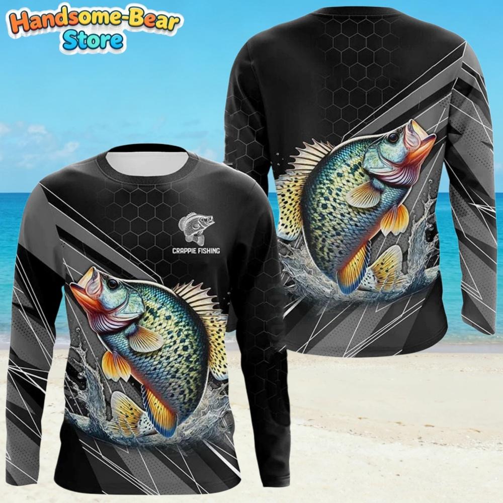 Men's T-Shirt Fishing Pattern Fashion Autumn Long Sleeve Casual Comfortable Boys Top Outdoor Sportswear Children's Clothing