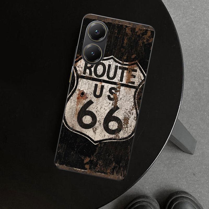 America Route 66 Phone Case Cover for Xiaomi Poco X6 X5 X7 Pro F7 Ultra Redmi 15C 15 13C 13 12C 12 10C 10 10A 9C 9A 9T 9 Coque P