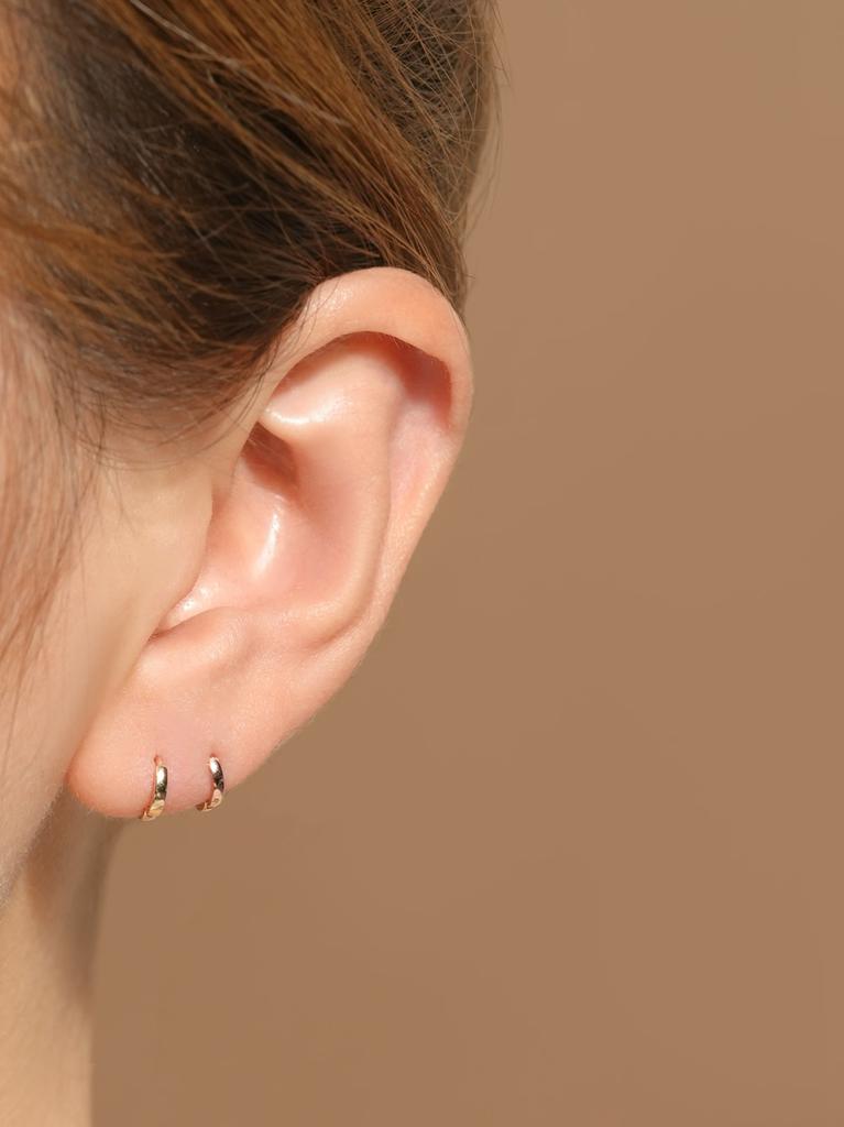 Minimalpiercing 14K 18K Mini Helix Flat One-Touch Ring Earrings