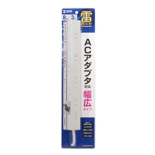 Sanwa Supply Slim Lightning Guard Tap (3m) TAP-SPSLIM8N-3