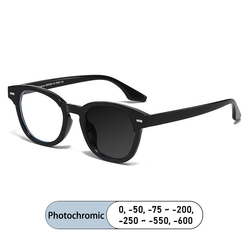 New Luxury Rivet Elliptical Frame Myopia Glasses Prescription Nearsight Anti Blue Light Men Eyewear