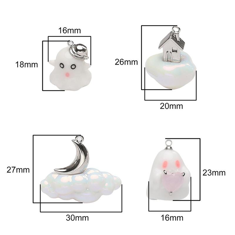 1 Stück Harzlegierung Zirkon Geisterglocken Anhänger Mond Anhänger für Armband Halskette Schlüsselanhänger DIY Schmuck Basteln