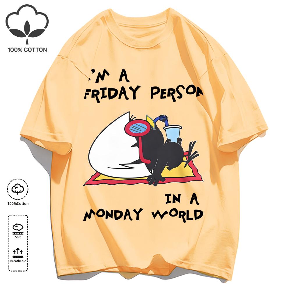 Sleeping In A Monday World Printing Retro Unisex T-Shirts Loose Cotton T Shirt Trendy Summer Tee Unisex Fashion Sports Clothes