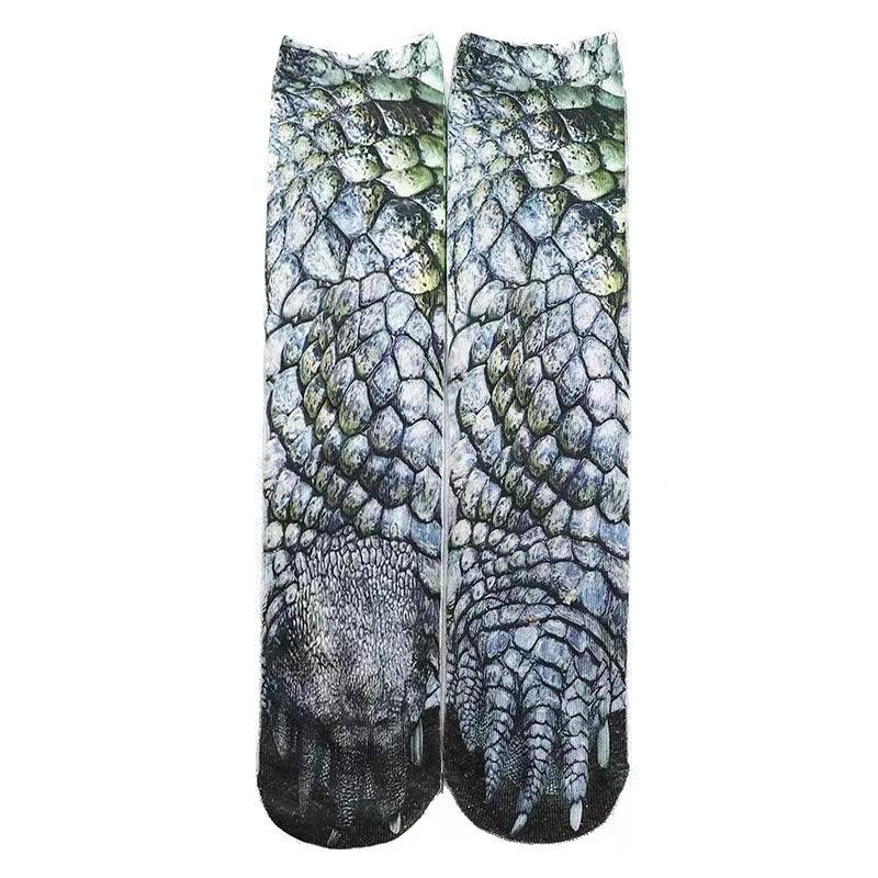 3D Animal Paw Mid-Calf Socks - Cartoon Print, Fun Hoof Design for Adults, Cat & Dog Styles