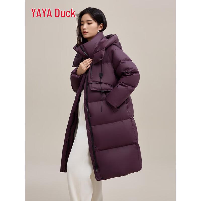 YAYA Women s Long Hooded Puffer Down Jacket M