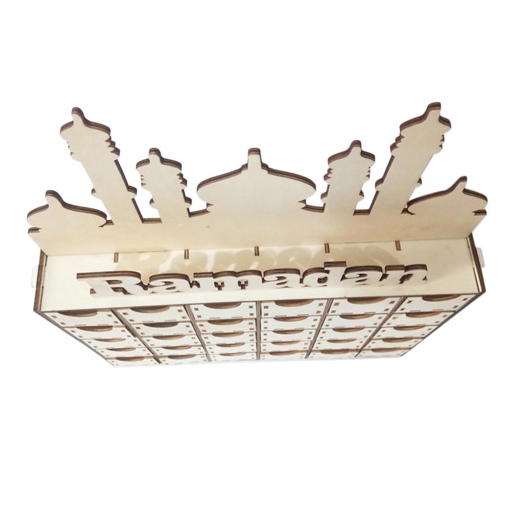 Eid Wooden Decoration Natural Wood High Strength Drawer Countdown Calendar Ramadan Mubarak Home Decor Unique Eid Centerpiece