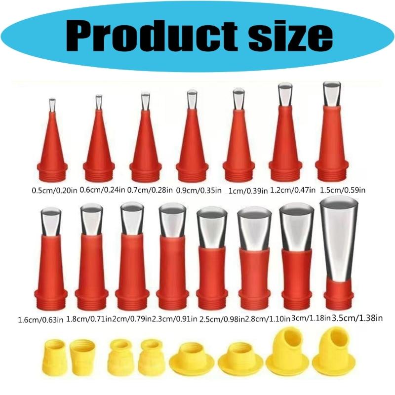 23Pcs Complete Glues Applicator Set with 15 Varied Nozzles and 8 Mounting Bases for Bonding Tasks in Homes and Workshop