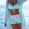 Neuer Bikini Dreiteilig Digital Bedruckte Hose Express Badeanzug Damen
