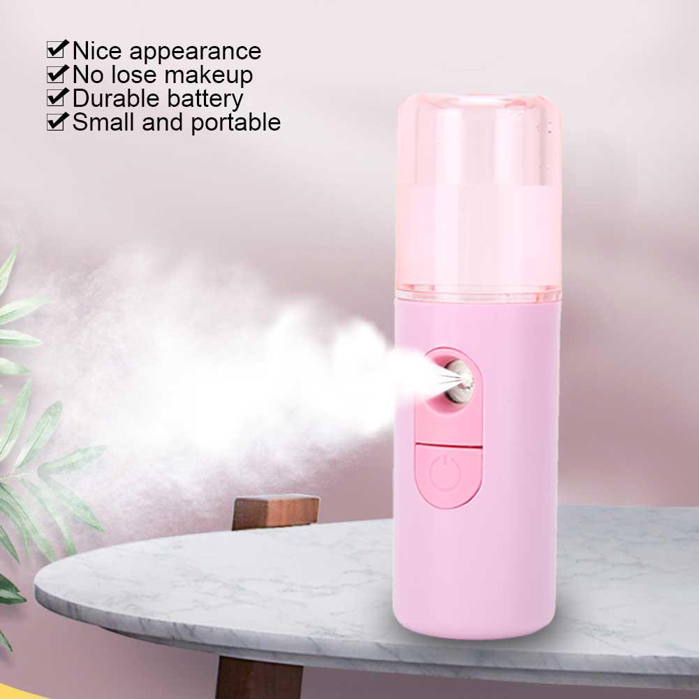 Mist Sprayer Hydrating Portable USB Face Steaming Skin‑Care Humidifier(Pink )