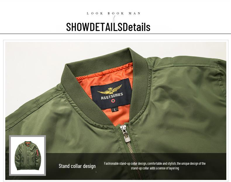 2019 Übergröße Herren Casual Stehkragen Air Force One MA01 Pilot Baseballjacke