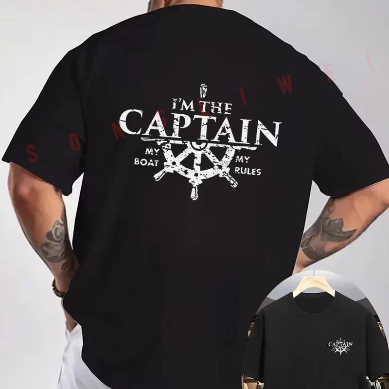 SONO IL CAPITANO Nautico - Stampa Timone Usurato T-Shirt da Moto Stampa Double-Sided Uomo Corta