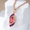 Shiny Red Natural Zircon Pendant Necklace For Women  Rose Gold And Black Plating Daily Fine Vintage Pendant Jewelry