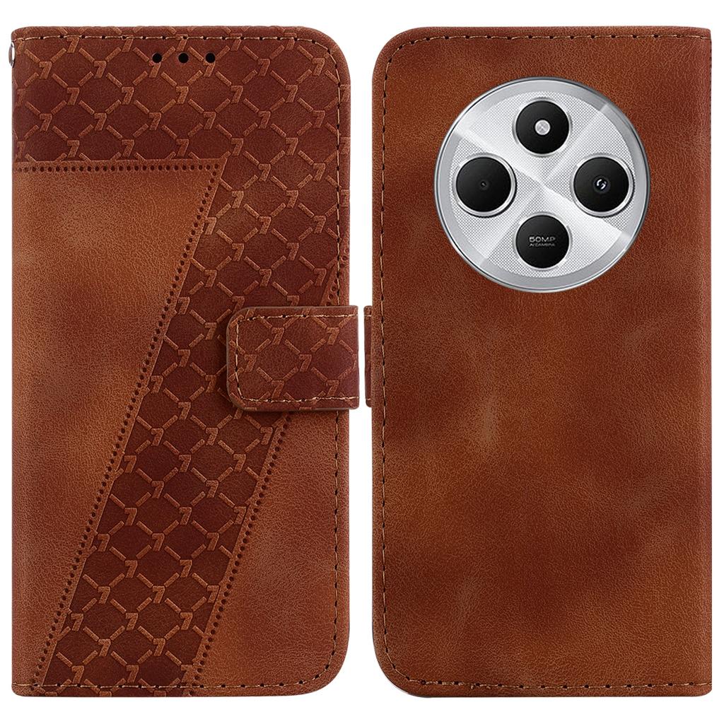 For Xiaomi Poco C75 4G/Redmi 14R 5G/14C 4G Stand Case 7-Shaped Pattern Imprint Leather Phone Cover