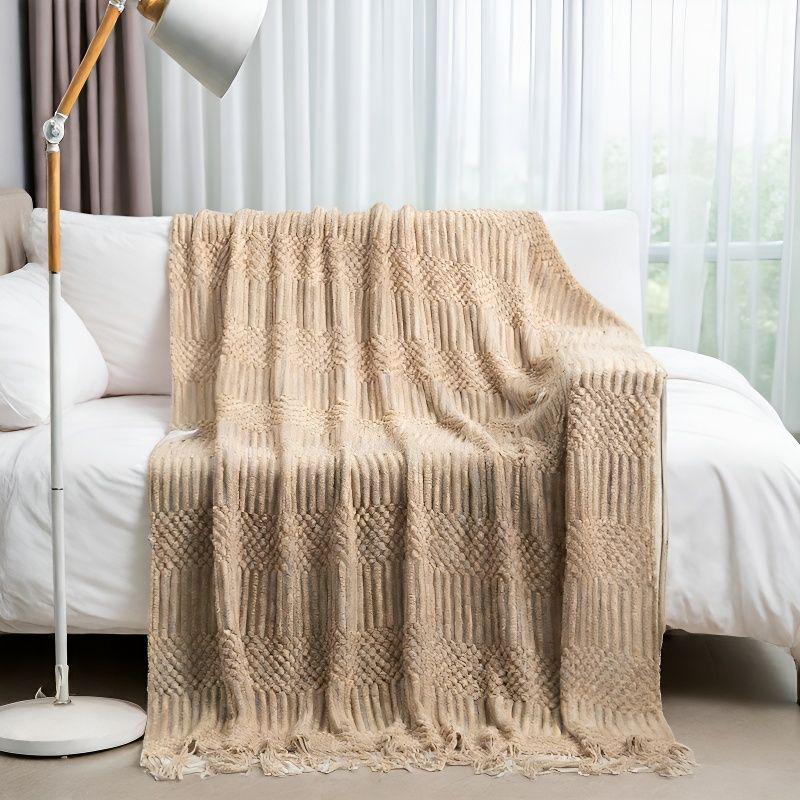 Nordische Woll-Sofa-Decke - Herbst/Winter Gemütlich Gestrickt für Klimaanlage, Weihnachten, Autonickerchen und Kissen