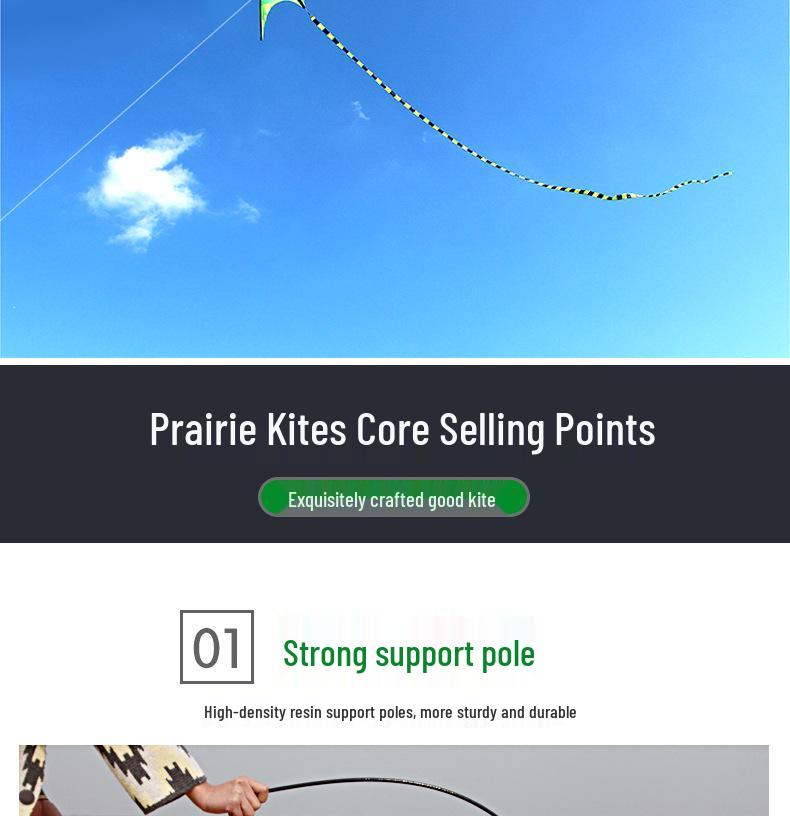 CCLIFE Large Prairie Kite - Easy-to-Fly Toy Kite for Children & Adults