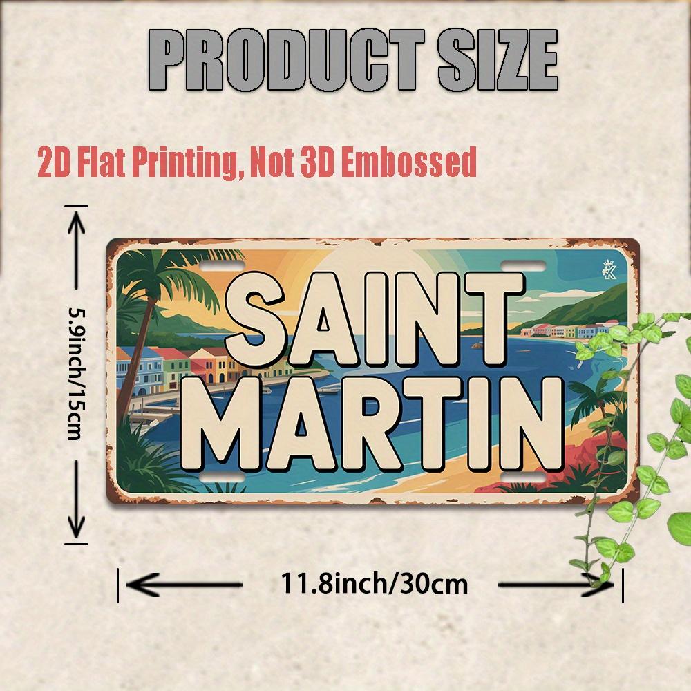 D-Dur pc Vintage Saint Martin Metall Dekoschild Schild cm x cm Wandkunst mit tropischer Insel Karibikstrand