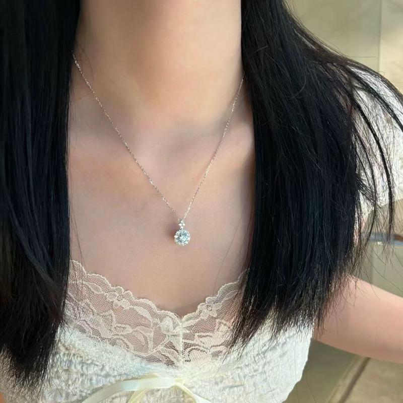 Dainty Female Pendant Necklace Vintage Chain Jewelry for Women Oval Crystal Stone Wedding Necklaces