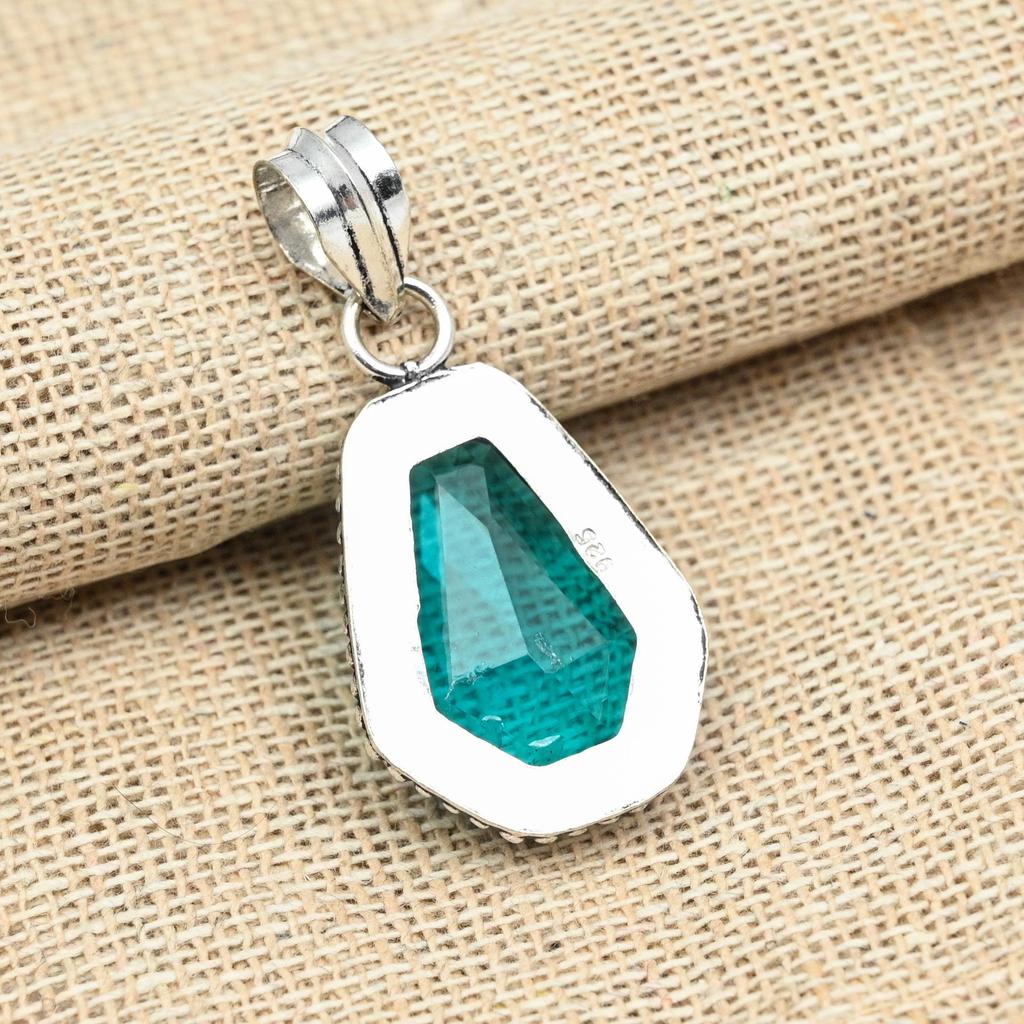 Indicolite Tourmaline Gemstone Solid 925 Sterling Silver Dazzling Pendant Jewelry