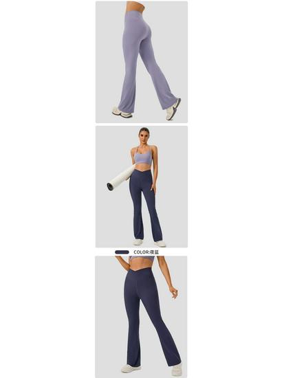 Women's Solid Color High-Waist Flare Yoga Pants