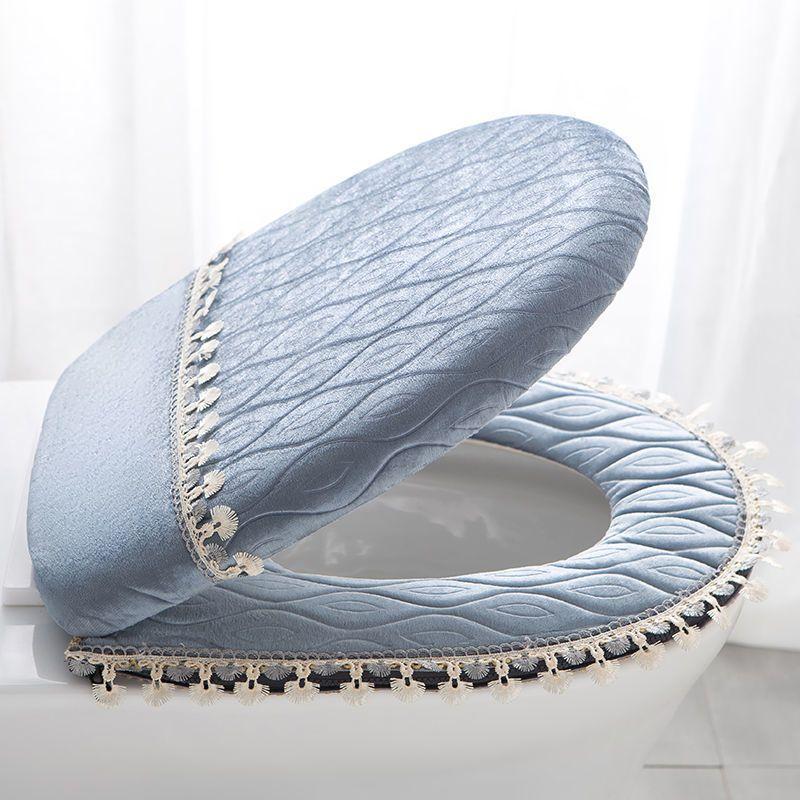 

Four Season Universal Thickened Toilet Cover Pad Bottom PU Waterproof and Anti Fouling Seat Cushion U-shaped Zipper Toilet Mats Easy To Install Pad 2pcs