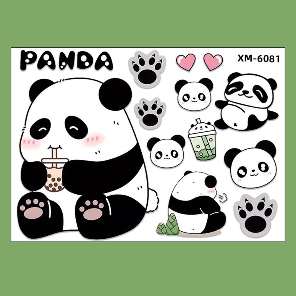 1Pc Motorcycle Bicycle Decal Helmet Car Waterproof Decals Lovely Pandas Night Sign Stickers Creative Exterior Decor Accessories