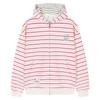 Unisex Oversized Hooded Zip-Up Sweatshirt With Striped Embroidery Detail Cotton Blend Fall Casual Wear