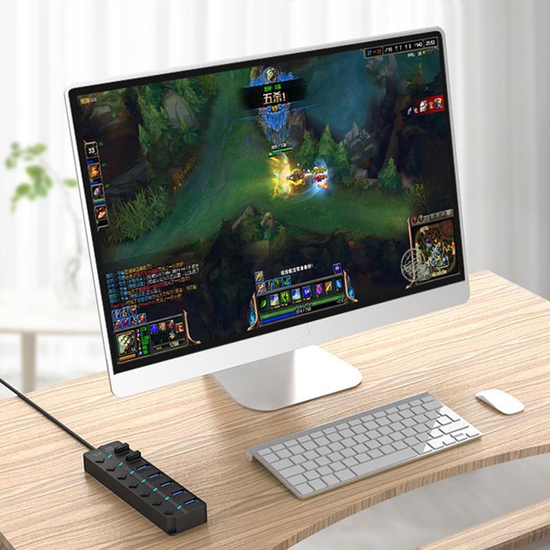 רכזת USB 3.0 רכזת USB 2.0 מרחיב USB מרובה מפצל מהירות גבוהה 4 / 7 יציאות מתג הפעלה/כיבוי רכזת מרובה למחשב נייד PC רכזת USB 3.0 לאביזרי מחשב PC