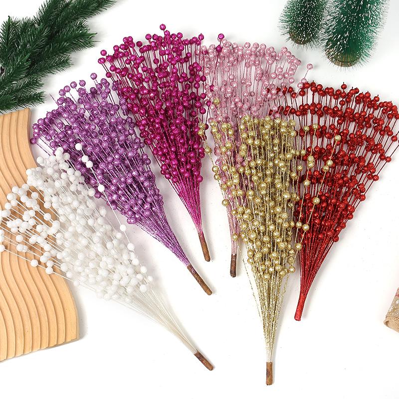 40cm Glitzerbeeren Künstliche Blumen Weihnachtsdekorationen Christbaumschmuck für Heimdeko Neujahr Navidad Partyzubehör