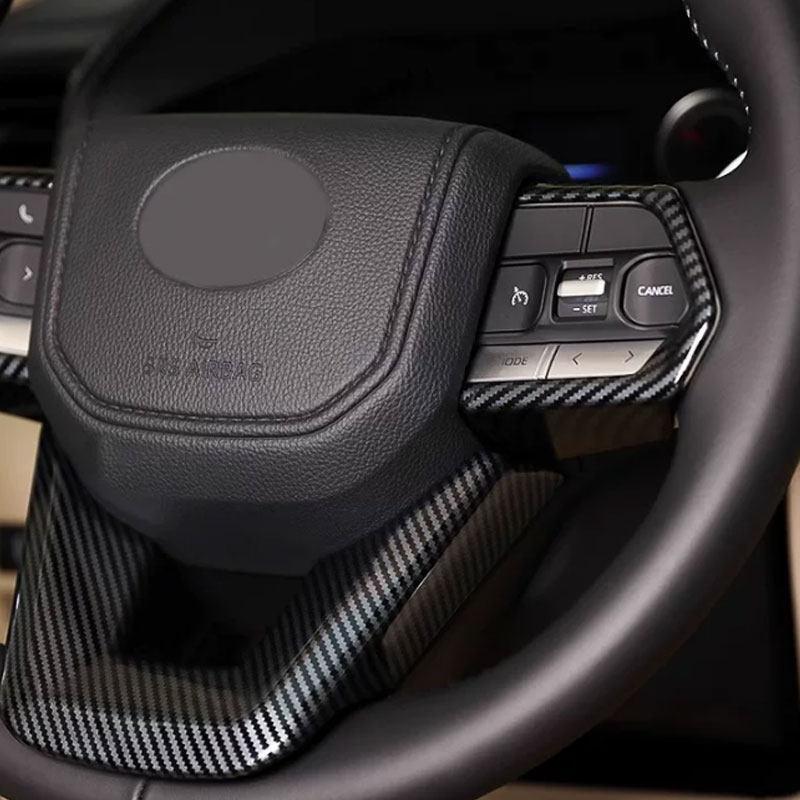 For Toyota Land Cruiser 300 LC300 - ABS Carbon Fiber Texture Car Styling Interior Steering Wheel Button Frame Cover Trim