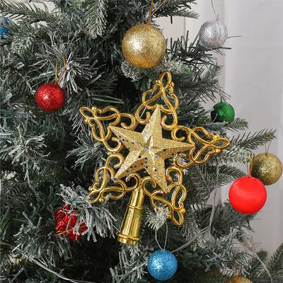1Pcs Gold Star Christmas Tree Topper Decoration Xmas Tree Ornaments for Home Room Decor 2025 Xmas New Year Gift Accessories