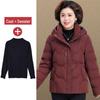 Warme Kapuzen-Daunenjacke für Damen 2025: Neue Stil Stickerei Baumwolle Winter Oberbekleidung für Mütter mittleren und höheren Alters.
