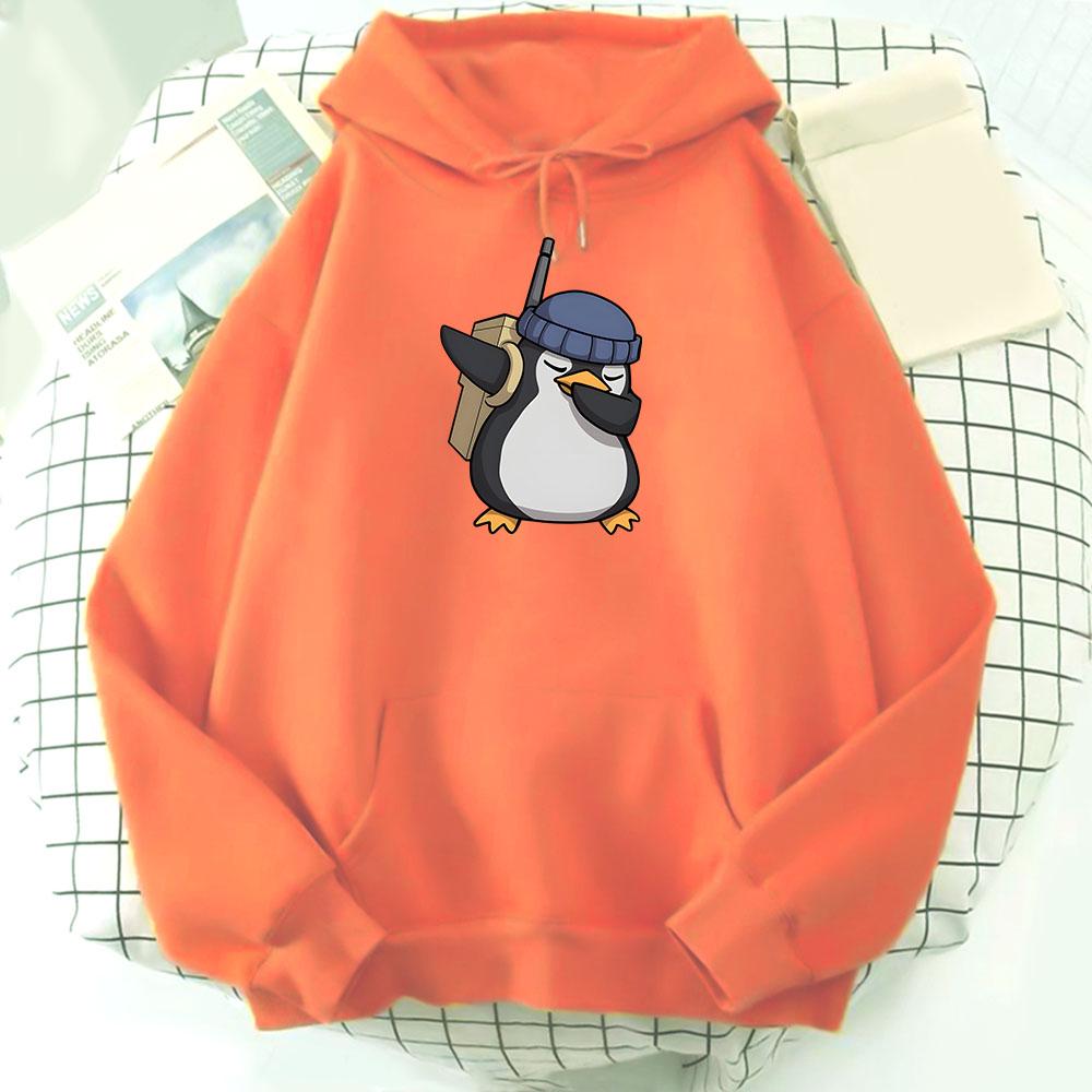 Valorant Anime High Quality Hoodies Men Women Cute Penguin Cartoon Print Pocket Long Sleeve Sportswear Clothes