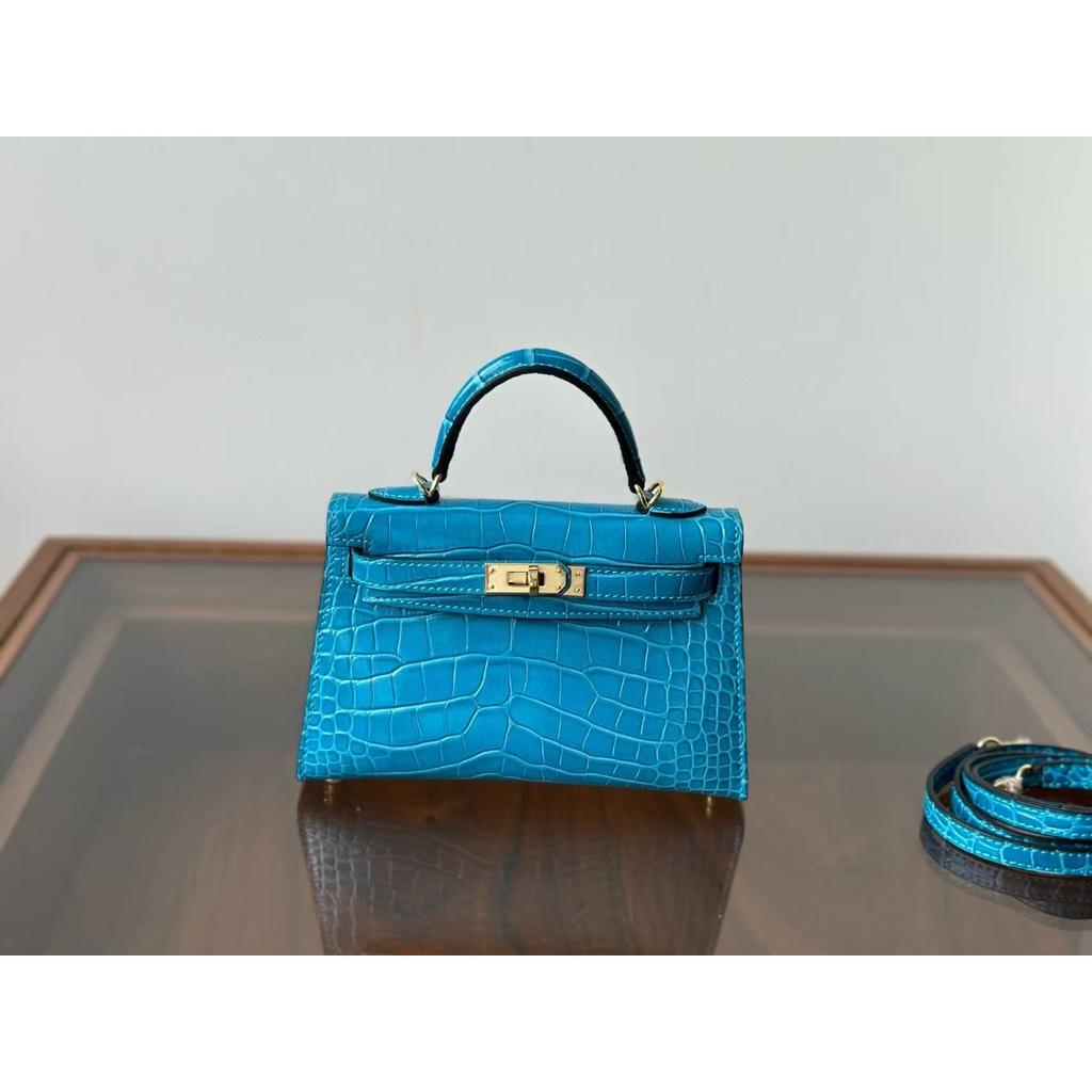 Kelli druhá generace 19cm vzor krokodýlí první vrstva hovězí kůže taška přes rameno messenger dámská taška high-end taška