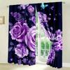2 Pcs Purple Rose Butterfly Print Curtains,suitable for Bedroom,living Room Kitchen Decoration,home Decoration,window Decoration