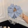 Satin Tassel Pearl Hair Tie - Non-Constricting Ponytail Accessory for Women