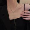 Unique Design Adjustable Tassel Imitation Pearl Chain Necklace for Women Shiny Rhinestone Butterfly Long Neck Choker Jewelry
