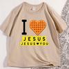 I Love Jesus T Shirt Man Woman Cotton Short Sleeve Breakfast Tshirt Unisex Casual Round Neck Tshirts Oversized Streetwear