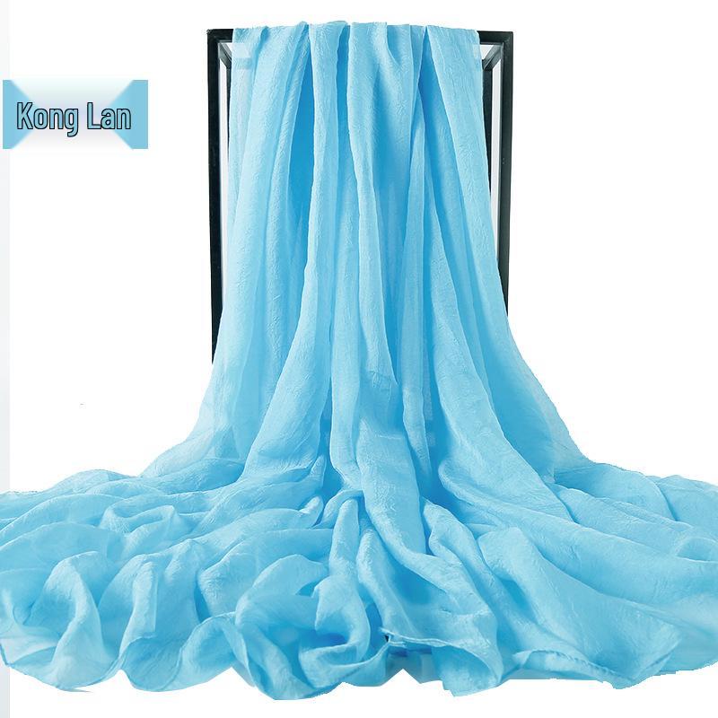Foulard in Chiffon di Seta Monocolore Extra Lungo 3m x 2.3m: Protezione Solare e Sciarpa Asciugamano da Spiaggia da Viaggio